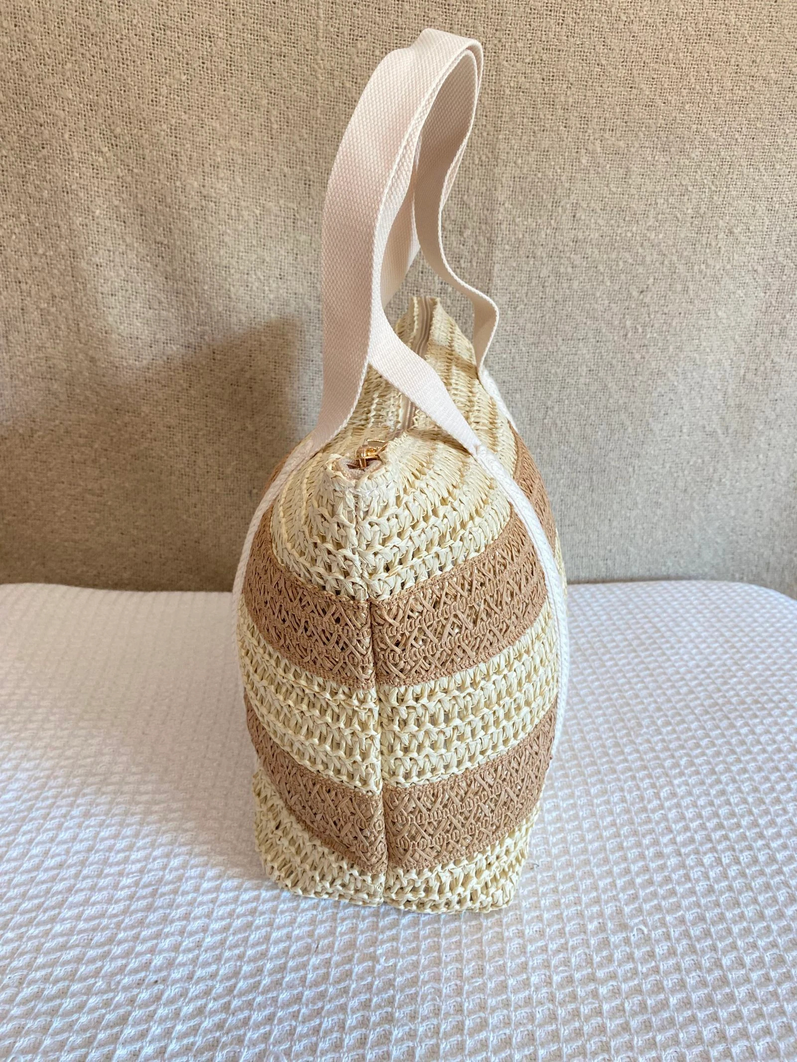 Grote tweekleurige rotan tote tas – photo 3